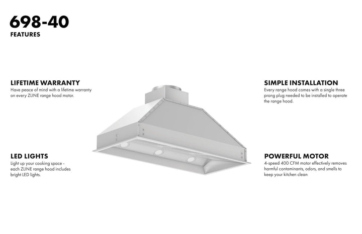 ZLINE KITCHEN AND BATH 69828 ZLINE Ducted Wall Mount Range Hood Insert in Stainless Steel Size: 28 inch