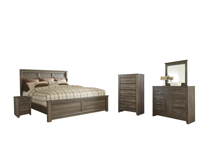 ASHLEY FURNITURE PKG004057 California King Panel Bed With Mirrored Dresser, Chest and Nightstand