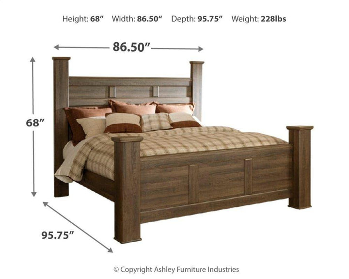 ASHLEY FURNITURE PKG004037 King Poster Bed With Mirrored Dresser and 2 Nightstands