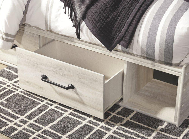 ASHLEY FURNITURE PKG003004 King Panel Bed With 2 Storage Drawers With Mirrored Dresser, Chest and Nightstand