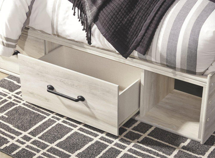 ASHLEY FURNITURE PKG003006 King Panel Bed With 2 Storage Drawers With Mirrored Dresser, Chest and 2 Nightstands