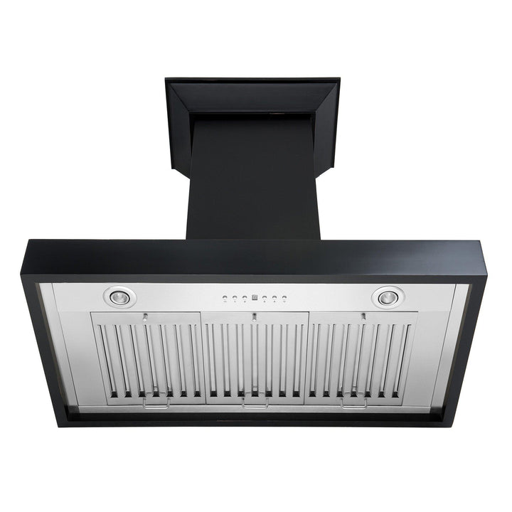 ZLINE KITCHEN AND BATH KBCC30 ZLINE Convertible Vent Wooden Wall Mount Range Hood in Black Size: 30 inch