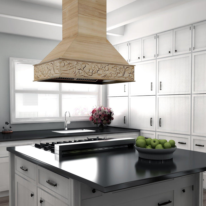 ZLINE KITCHEN AND BATH 9373UF36 ZLINE 36" Unfinished Wooden Island Mount Range Hood