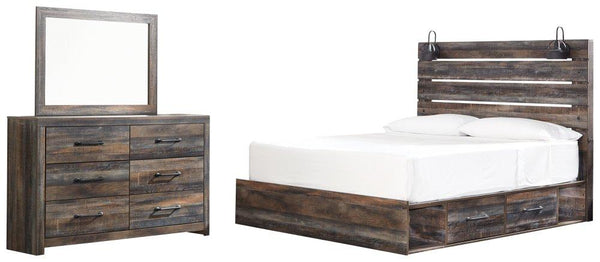 ASHLEY FURNITURE PKG003199 King Panel Bed With 2 Storage Drawers With Mirrored Dresser