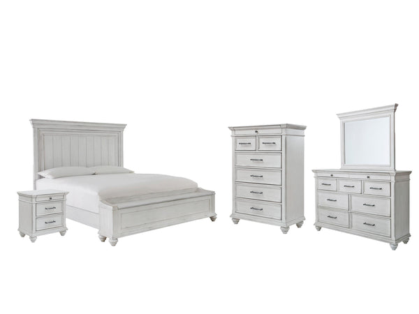 ASHLEY FURNITURE PKG007940 Queen Panel Bed With Storage With Mirrored Dresser, Chest and Nightstand