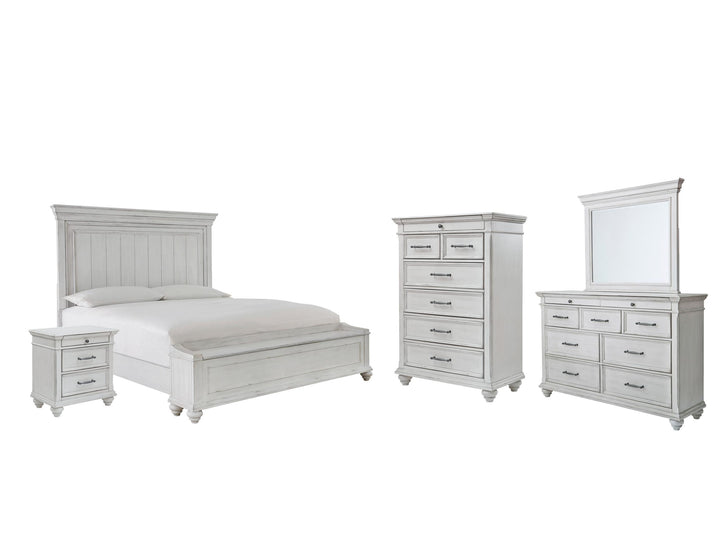 ASHLEY FURNITURE PKG007940 Queen Panel Bed With Storage With Mirrored Dresser, Chest and Nightstand