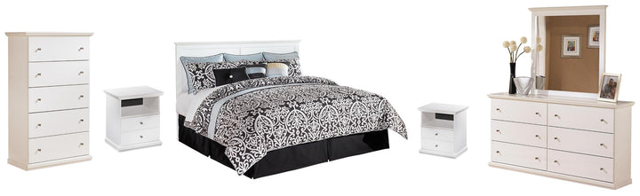 ASHLEY FURNITURE PKG002750 King/california King Panel Headboard With Mirrored Dresser, Chest and 2 Nightstands