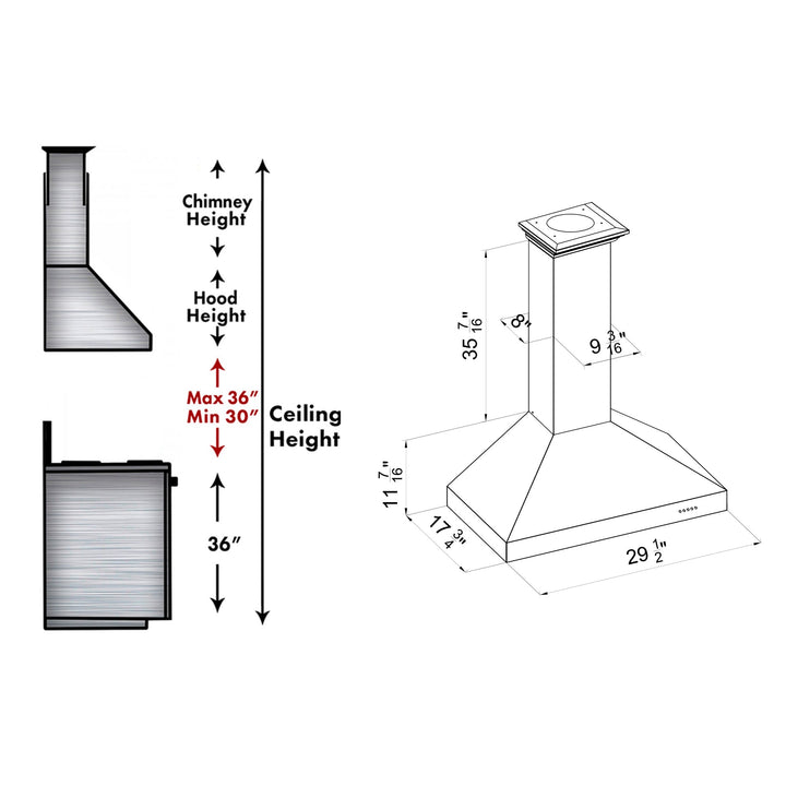 ZLINE KITCHEN AND BATH 8KL3S30 ZLINE Wall Mount Range Hood in ZLINE DuraSnow Stainless Steel Size: 30 Inch