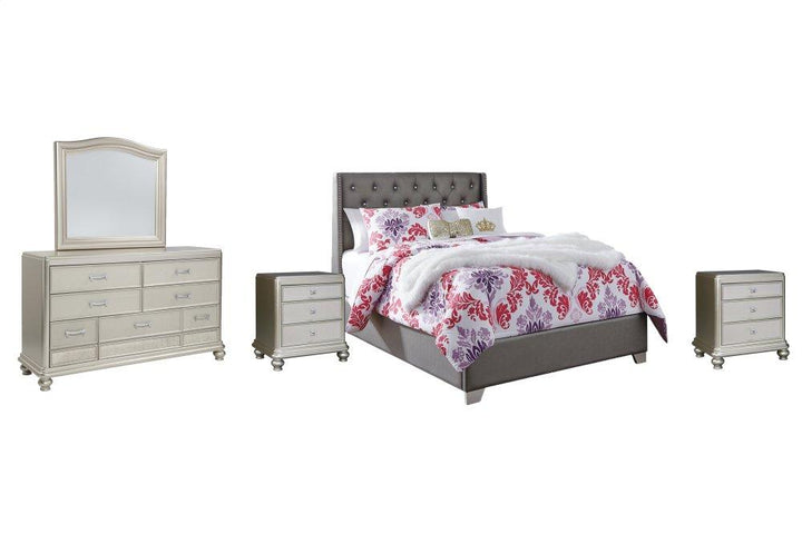 ASHLEY FURNITURE PKG007806 Full Upholstered Bed With Mirrored Dresser and 2 Nightstands