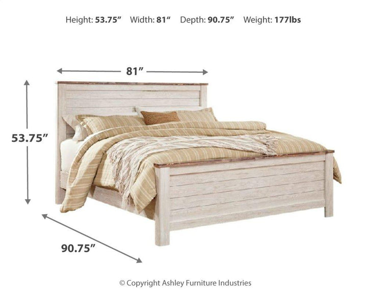 ASHLEY FURNITURE PKG007623 California King Panel Bed With Mirrored Dresser and 2 Nightstands