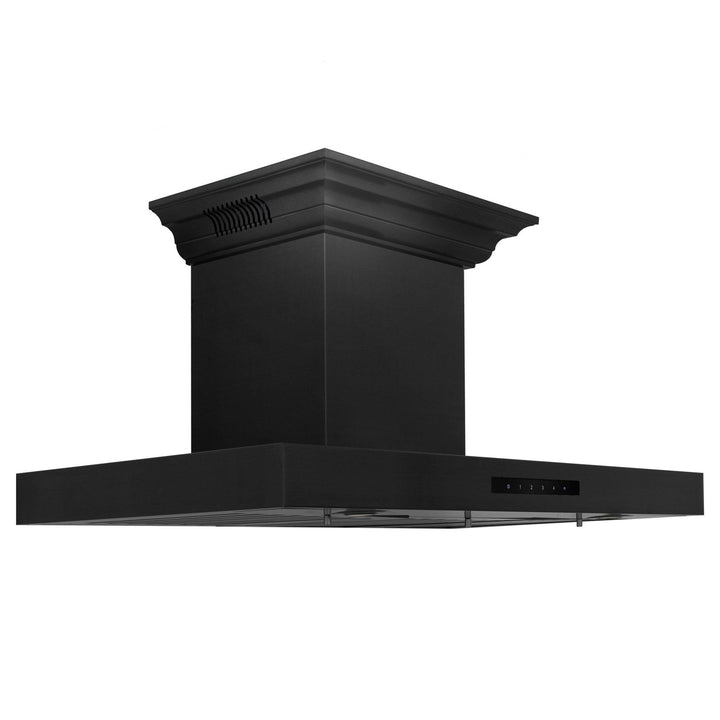 ZLINE KITCHEN AND BATH BSKENCRNBT36 ZLINE Wall Mount Range Hood in Black Stainless Steel with Built-in CrownSound R Bluetooth Speakers Size: 36 Inch