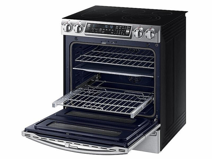 SAMSUNG NE58K9850WS 5.8 cu. ft. Slide-In Electric Range with Flex Duo TM & Dual Door in Stainless Steel