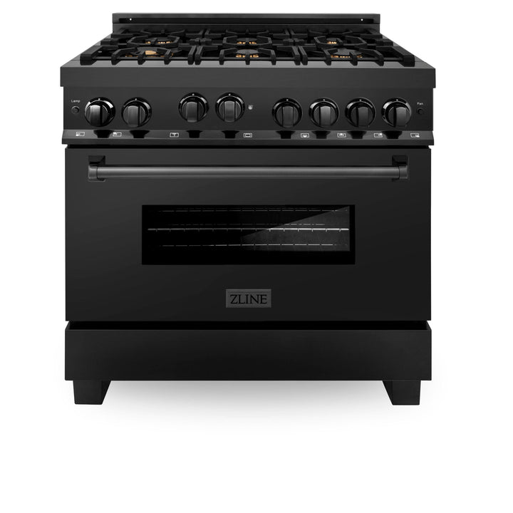 ZLINE KITCHEN AND BATH RGBBR30 ZLINE 30" 4.0 cu. ft. Range with Gas Stove and Gas Oven in Black Stainless Steel with Brass Burners