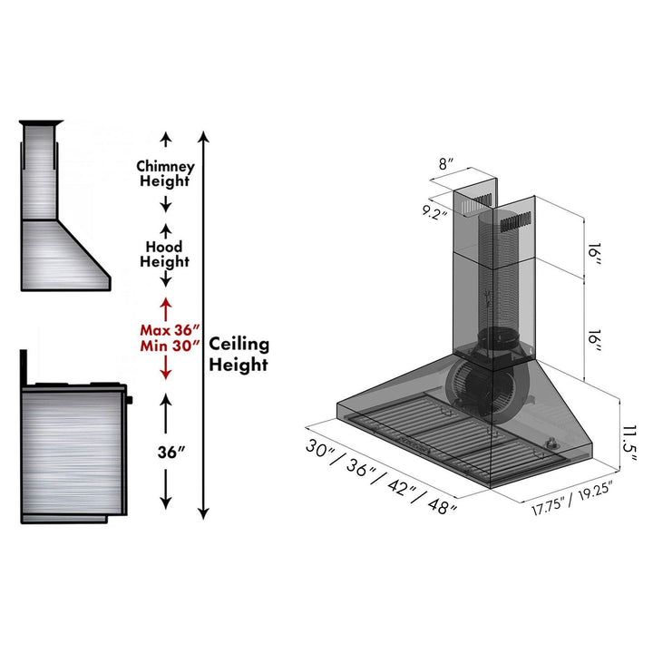 ZLINE KITCHEN AND BATH KL330 ZLINE Convertible Vent Wall Mount Range Hood in Stainless Steel Size: 30 inch