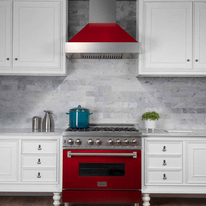 ZLINE KITCHEN AND BATH 8654RG30 ZLINE Ducted ZLINE DuraSnow Stainless Steel R Range Hood with Red Gloss Shell Size: 30 Inch