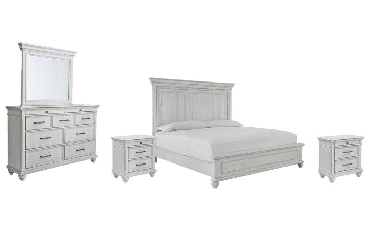 ASHLEY FURNITURE PKG007948 King Panel Bed With Mirrored Dresser and 2 Nightstands