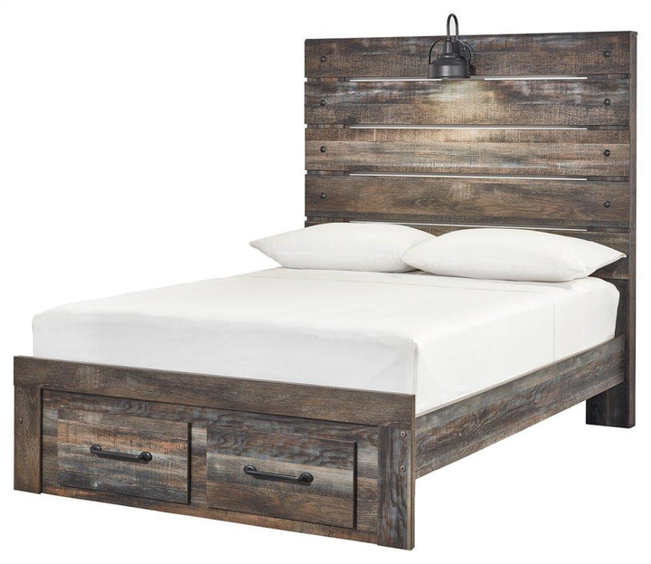 ASHLEY FURNITURE PKG003372 Full Panel Bed With 2 Storage Drawers With Mirrored Dresser and Chest