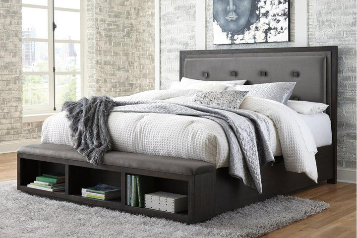 ASHLEY FURNITURE B731B8 Hyndell King Upholstered Panel Bed With Storage