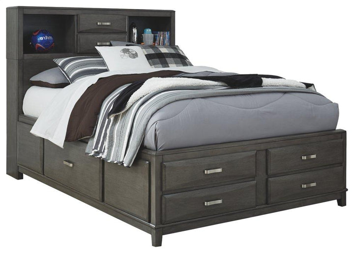 ASHLEY FURNITURE PKG005272 Full Storage Bed With 7 Storage Drawers With Mirrored Dresser, Chest and 2 Nightstands