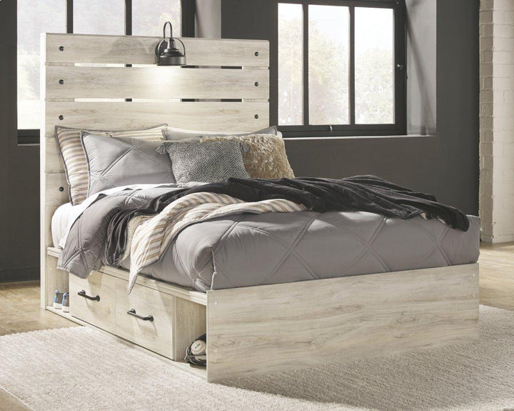 ASHLEY FURNITURE PKG003058 Full Panel Bed With 4 Storage Drawers With Mirrored Dresser and Chest