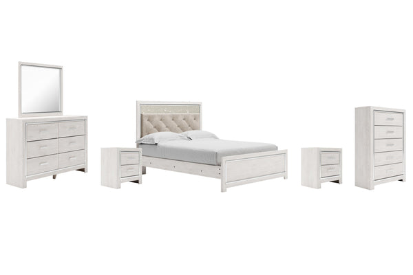 ASHLEY FURNITURE PKG009423 Queen Panel Bed With Mirrored Dresser, Chest and 2 Nightstands