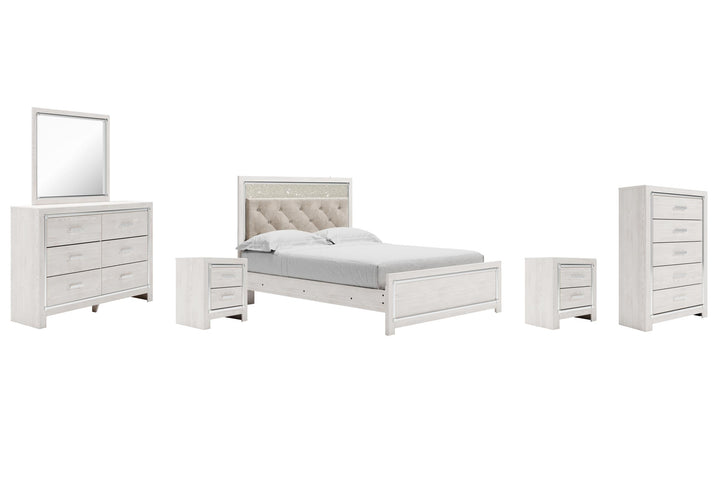 ASHLEY FURNITURE PKG009423 Queen Panel Bed With Mirrored Dresser, Chest and 2 Nightstands