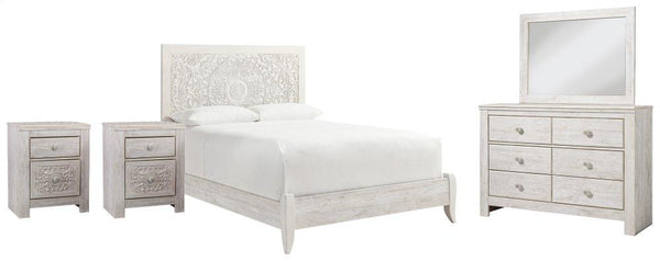 ASHLEY FURNITURE PKG002883 Queen Panel Bed With Mirrored Dresser and 2 Nightstands