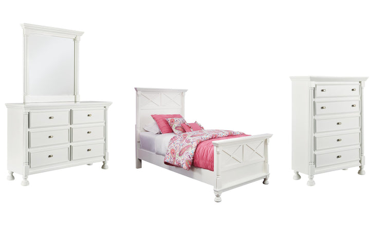 ASHLEY FURNITURE PKG005348 Twin Panel Bed With Mirrored Dresser and Chest