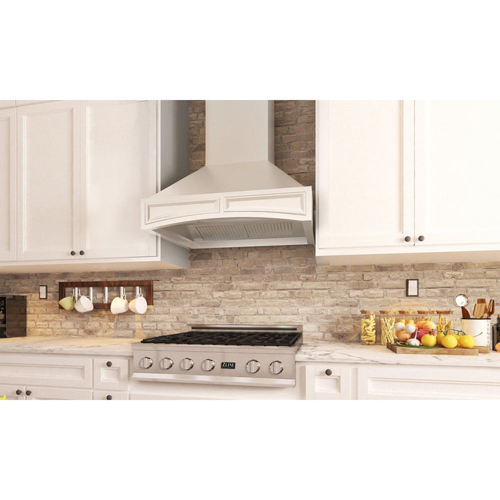 ZLINE KITCHEN AND BATH 321TTRD30 ZLINE Wooden Wall Mount Range Hood in White - Includes Remote Motor Size: 30 Inch, CFM: 700