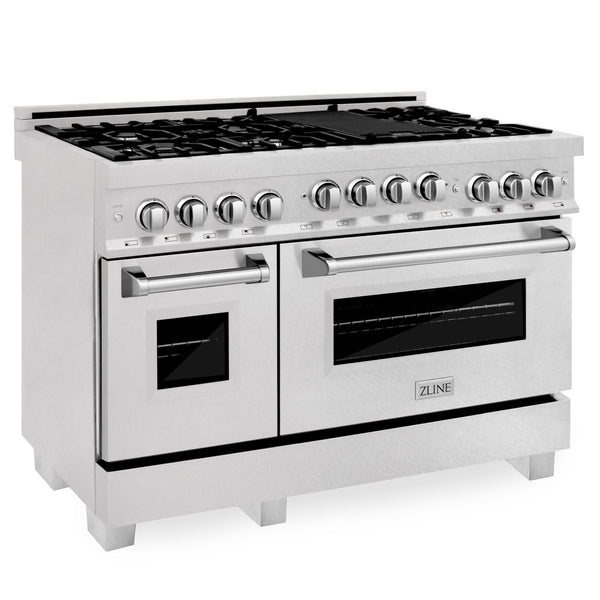 ZLINE KITCHEN AND BATH RGSSN48 ZLINE 48" 6.0 cu. ft. Range with Gas Stove and Gas Oven in ZLINE DuraSnow Stainless Steel R Color: Durasnow Stainless Steel