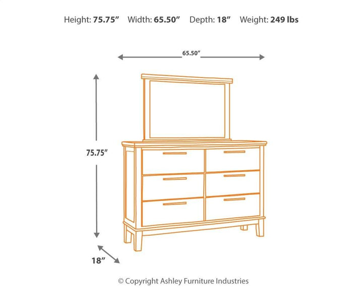 ASHLEY FURNITURE PKG005935 California King Upholstered Panel Bed With Mirrored Dresser