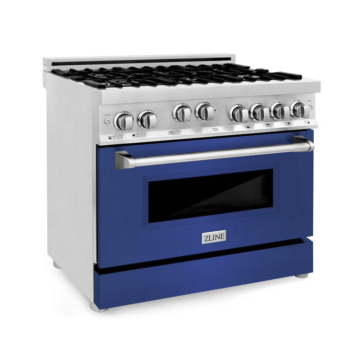 ZLINE KITCHEN AND BATH RG36 ZLINE 36" Professional 4.6 cu. ft. 6 Gas on Gas Range in Stainless Steel with Color Door Options Color: Stainless Steel