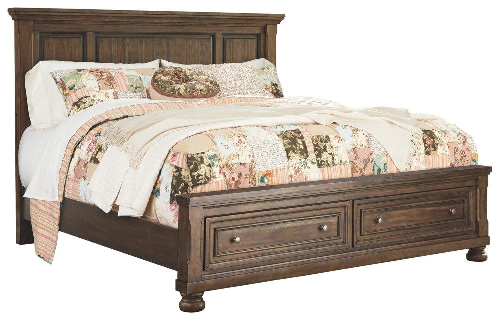 ASHLEY FURNITURE PKG006407 Queen Panel Bed With 2 Storage Drawers With Mirrored Dresser, Chest and 2 Nightstands