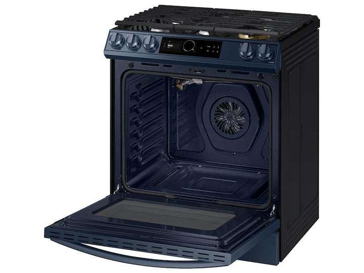 SAMSUNG NX60A8711QN Bespoke Smart Slide-in Gas Range 6.0 cu. ft. with Smart Dial, Air Fry & Wi-Fi in Navy Steel