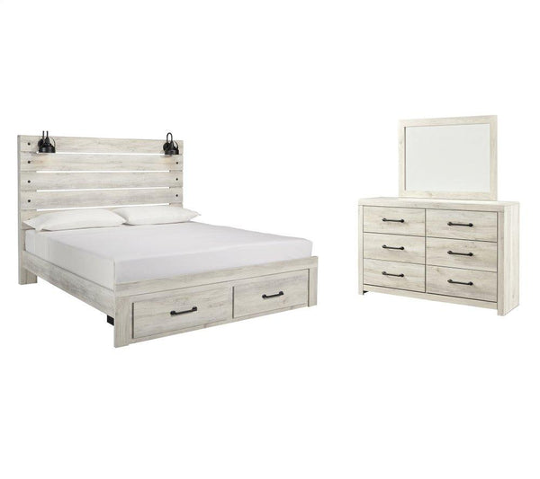 ASHLEY FURNITURE PKG003044 King Panel Bed With 2 Storage Drawers With Mirrored Dresser