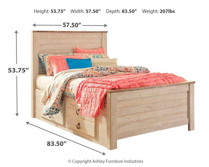 ASHLEY FURNITURE PKG004448 Full Panel Bed With 2 Storage Drawers With Mirrored Dresser, Chest and Nightstand