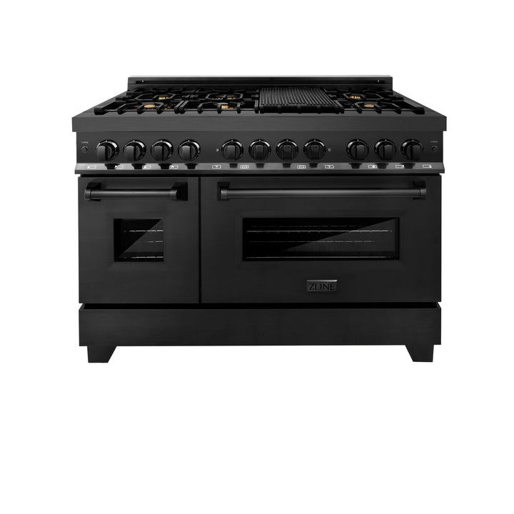 ZLINE KITCHEN AND BATH RGBBR36 ZLINE 36" 4.6 cu. ft. Range with Gas Stove and Gas Oven in Black Stainless Steel with Brass Burners