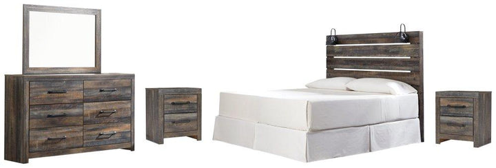 ASHLEY FURNITURE PKG007524 King Panel Headboard With Mirrored Dresser and 2 Nightstands