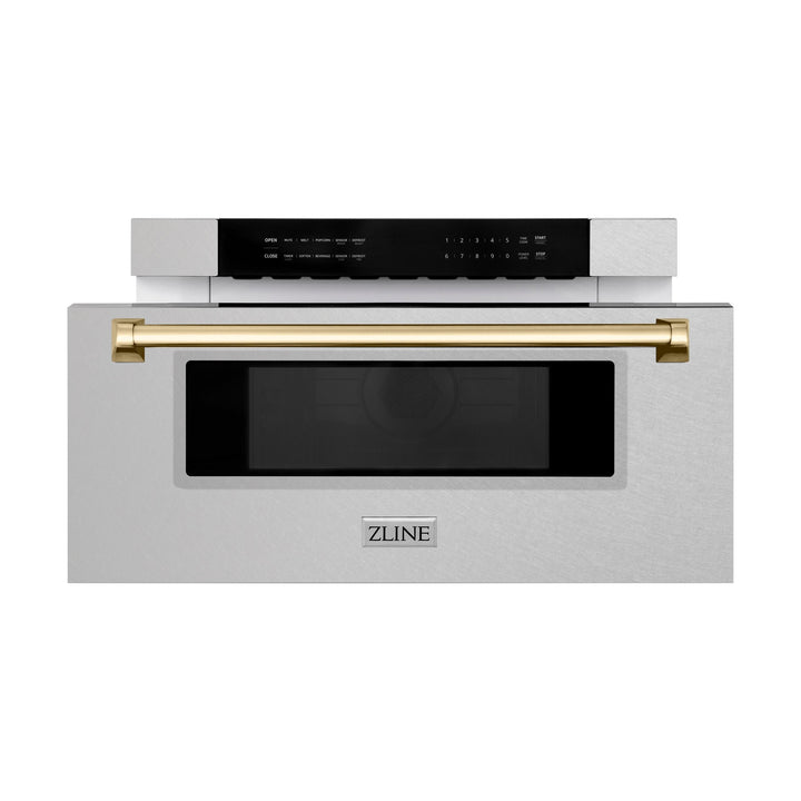 ZLINE KITCHEN AND BATH MWDZ30SSCB ZLINE Autograph Edition 30" 1.2 cu. ft. Built-In Microwave Drawer in Fingerprint Resistant Stainless Steel with Accents Color: Champagne Bronze