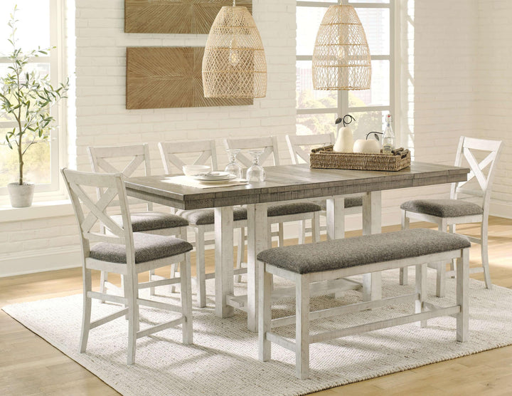 ASHLEY FURNITURE PKG013356 Counter Height Dining Table and 6 Barstools and Bench