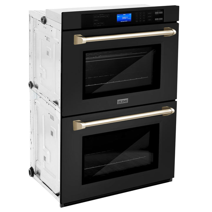 ZLINE KITCHEN AND BATH AWDZ30BSG ZLINE 30" Autograph Edition Double Wall Oven with Self Clean and True Convection in Black Stainless Steel Color: Gold