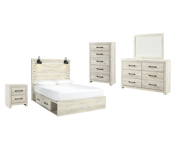 ASHLEY FURNITURE PKG003022 Queen Panel Bed With 4 Storage Drawers With Mirrored Dresser, Chest and Nightstand