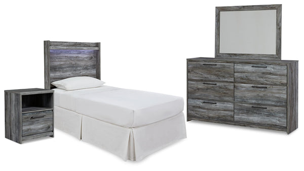 ASHLEY FURNITURE PKG014084 Twin Panel Headboard With Mirrored Dresser and Nightstand