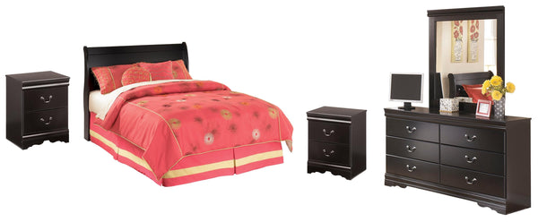 ASHLEY FURNITURE PKG002525 Full Sleigh Headboard With Mirrored Dresser and 2 Nightstands