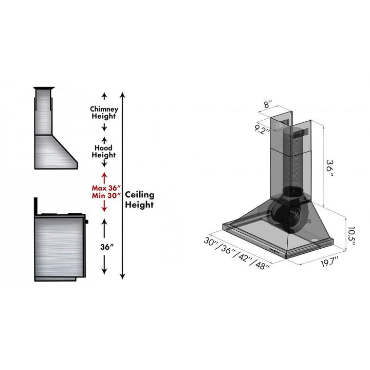 ZLINE KITCHEN AND BATH 8KBS30 ZLINE Designer Series ZLINE DuraSnow Stainless Steel R Wall Mount Range Hood Size: 30 inch