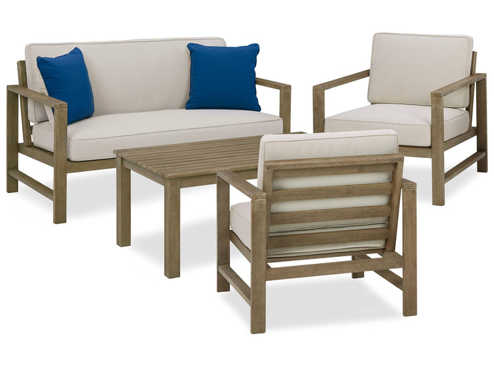 ASHLEY FURNITURE PKG013826 Outdoor Loveseat and 2 Chairs With Coffee Table