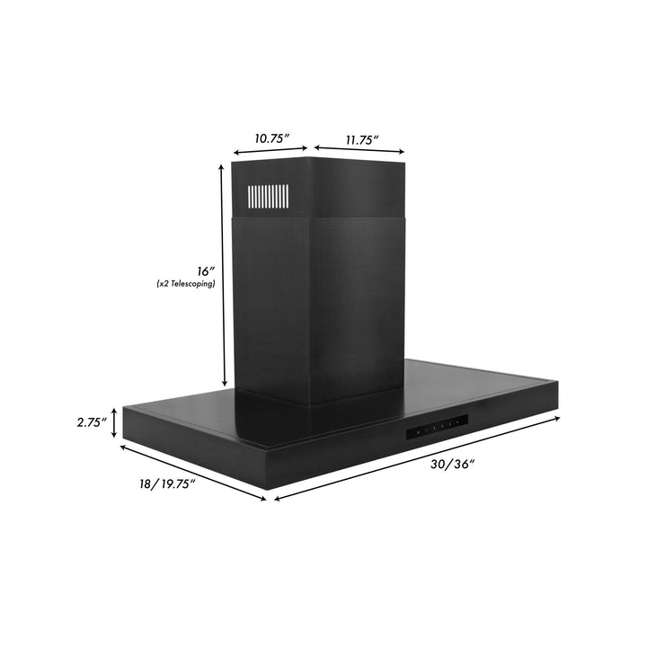 ZLINE KITCHEN AND BATH BSKEN36 ZLINE Convertible Vent Wall Mount Range Hood in Black Stainless Steel Size: 36 Inch