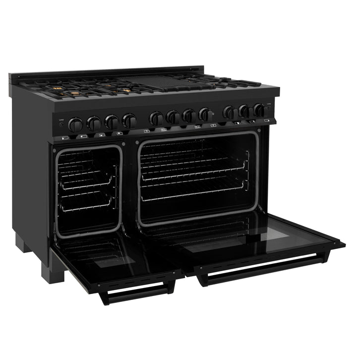 ZLINE KITCHEN AND BATH RGBBR36 ZLINE 36" 4.6 cu. ft. Range with Gas Stove and Gas Oven in Black Stainless Steel with Brass Burners