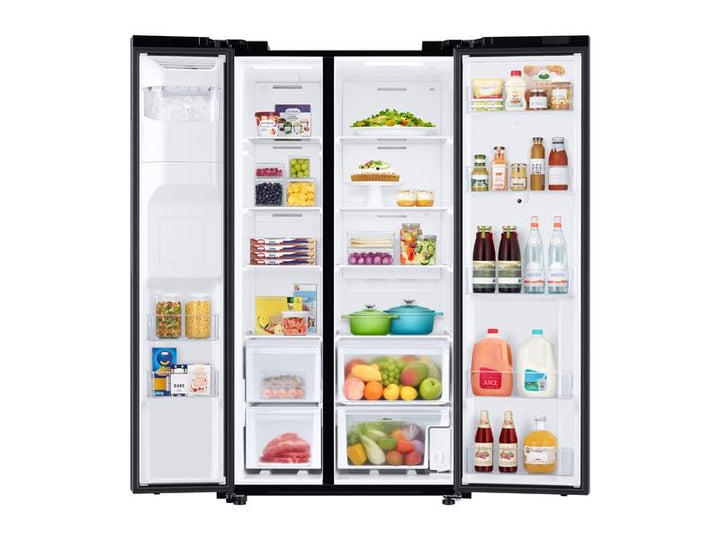 SAMSUNG RS27T5561SG 26.7 cu. ft. Large Capacity Side-by-Side Refrigerator with Touch Screen Family Hub TM in Black Stainless Steel