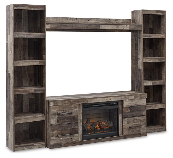 ASHLEY FURNITURE EW0200W8 Derekson 4-piece Entertainment Center With Electric Fireplace
